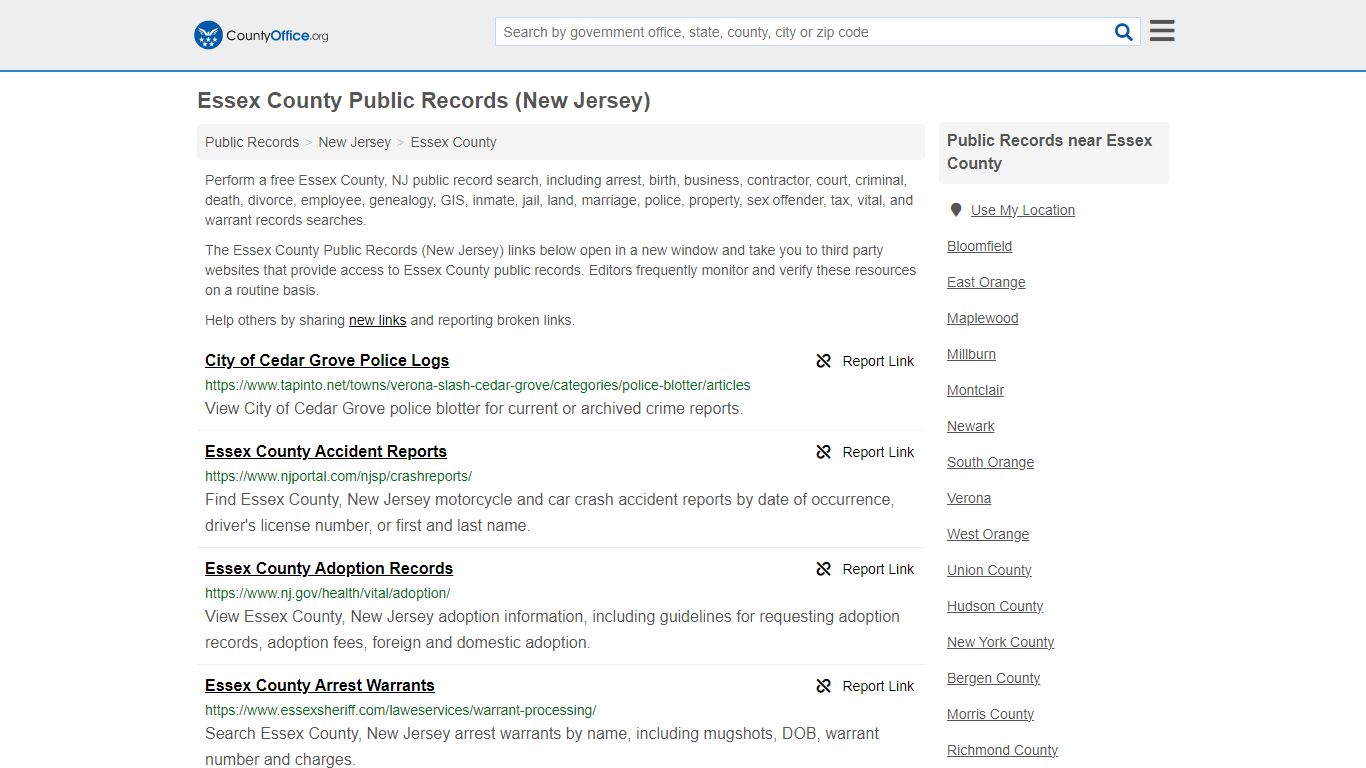 Public Records - Essex County, NJ (Business, Criminal, GIS, Property ...